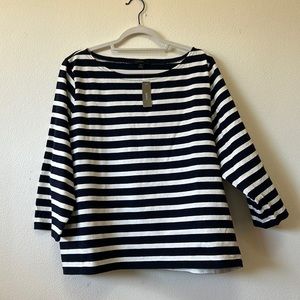 J.Crew NWT, blue/white striped shirt with boat neck cut.